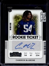 2021 Panini Contenders Cameron McGrone Auto RC Rookie Ticket VAR #224b Patriots