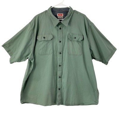 Wrangler Mens 3XL Green Flex for Comfort Short Sleeve Button Up Shirt Collared