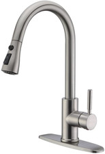 Single Handle High Arc Brushed Nickel Pull Out Kitchen Faucet,Single Level Stain