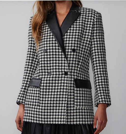 NY & Co - NEW Back White Double Breasted Houndstooth Check Blazer - Sz XL