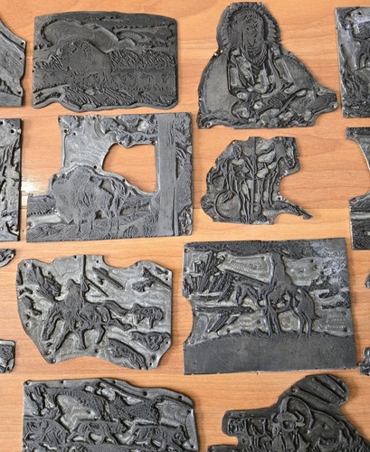 VTG ANTIQUE LOT OF 24 TRAIL OF THE BUFFALO PRINTING PRESS CUT BLOCK INDIAN  - Picture 8 of 19