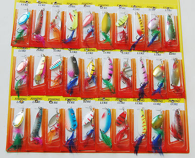 30PCS Mixed lots Fishing Fish Fly Feather Treble Hook Spoons Spoon Lure baits 5g 30PCS Mixed lots Fishing Fish Fly Feather Treble Hook Spoons Spoon Lure baits 5g