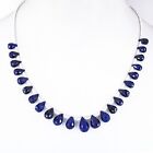 Necklace with White Beads Designer Blue Sapphire Gemstone Handcrafted