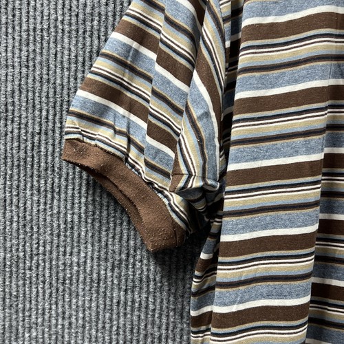 Guess USA Shirt Mens Size 3 (Large) Brown Striped Polo Pullover Casual Comfort - Picture 7 of 10
