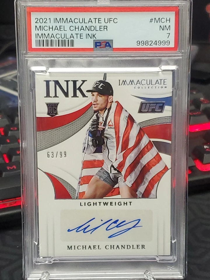 2021 Immaculate UFC MICHAEL CHANDLER RC INK Autograph PSA 7 Rookie #'d 63/99 - Image 3 of 4