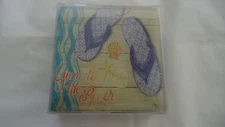  LSARTS GONE TO THE BEACH Glass Drink Coasters Set of 4-NEW