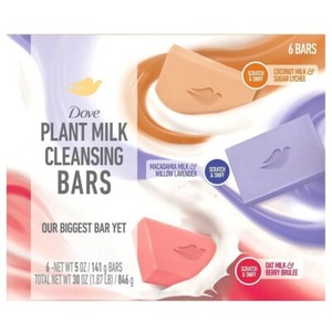 Dove Plant Milk Cleansing Bars 5oz Variety Pack (Pack of 6)