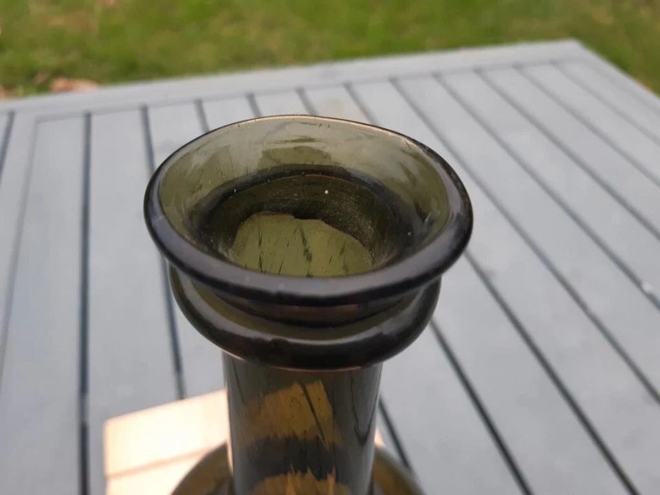 RARE bouteille large col verre soufflé mid 1730-1750 antique bottle ancien mooth - Photo 4/4