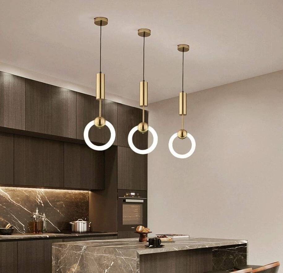 Lampadario LED 15W Cerchio Oro 4200K IP20 - Illuminazione Design Luxury