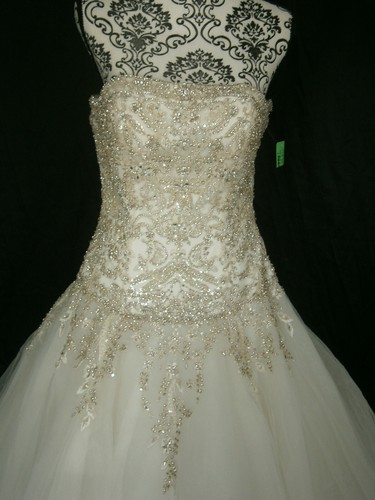 San Patrick Pronovias Wedding Dress 8-10 Ivory Huge Ballgown Tulle Bling $4,280 - Picture 5 of 13