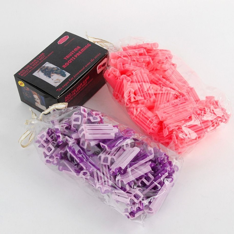 50pcs/bag Plastic Wave Perm Rod Bars Pink DIY Curler Hair Styling Tool