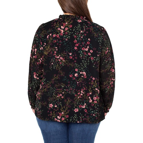 Neu mit Etikett gut getragene Damenbluse mit Blumenmuster Rüschenausschnitt leichte Knopfbluse vorne - Bild 10 von 15