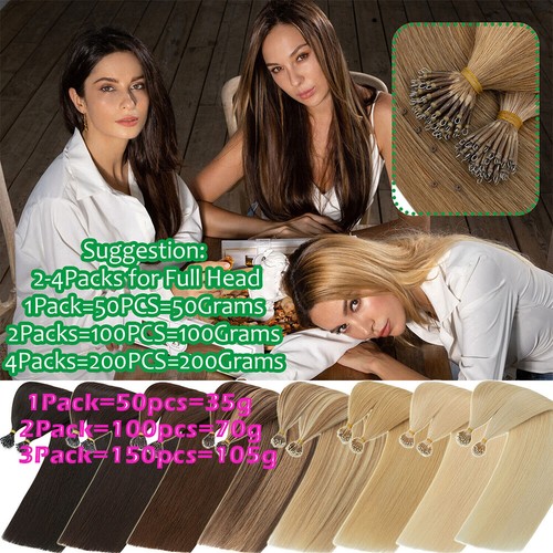 CLEARANCE 200S Thick Full Head Nano Micro Loop Ring Remy Human Hair Extensions - Picture 3 of 63