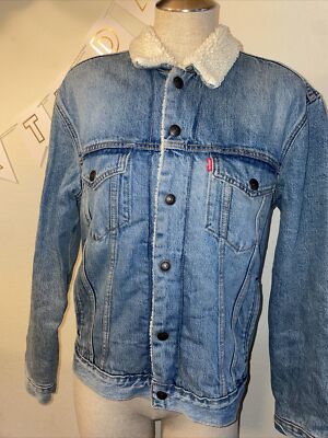 Levi s denim sherpa trucker jacket size S (0683)