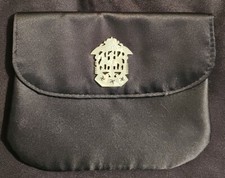 Vintage Small Black Silk Fold-over Clutch Handbag Carved Jade