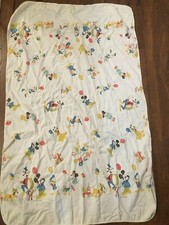 Vtg Disney Mickey Mouse  Friends Flannel  Receiving Baby Blanket  Pillow case