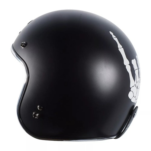 Casco de moto 3/4 cara abierta TORC T50 Del Mar Café retro plano huesos negros M - Imagen 3 de 6