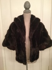 Anthony Richards Faux Fur Shoulder Shrug Wrap Stole Dark Brown size S/M VINTAGE