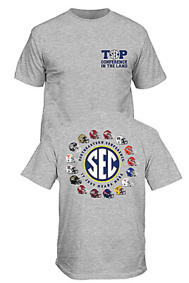 SEC Men s Helmet Logo Grey 2 Sided Short Sleeve T Shirt