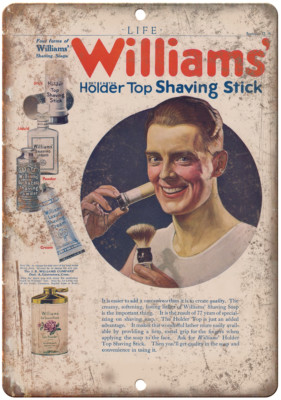 William's Shaving Stick Shaving Cream Ad 12'' x 9'' Reproduction Metal Sign ZF115