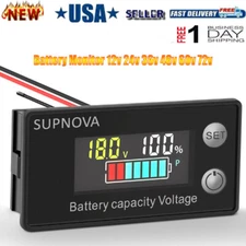 Battery Monitor12v 24v 36v 48v 60v 72v ,Car Golf cart Battery Indicator Meter US