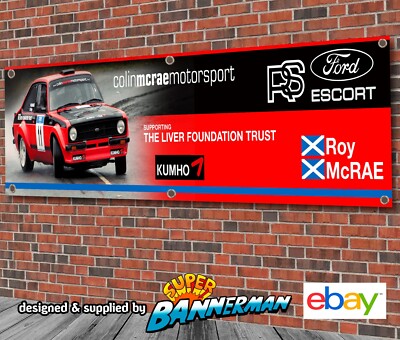 Ford Escort MK2 Colin McRae Rallye Auto Banner für Garage, Werkstatt, groß