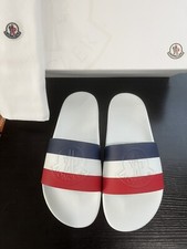 New Moncler Basile Striped Slide Sandals White Men  s 9 42 