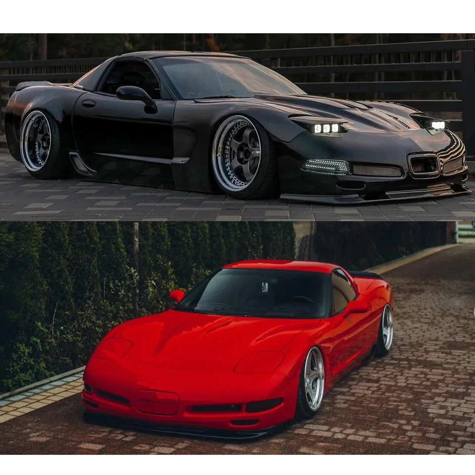 Kit de divisores de labios de parachoques delantero de fibra de carbono 3x estilo ZR1 para Corvette C5 1997-2004 Foto 2 de 4