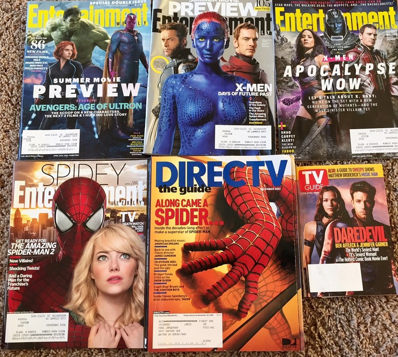 6 Marvel Movie Magazine Previews Daredevil. X-Men, Avengers, Spiderman 2002-2015