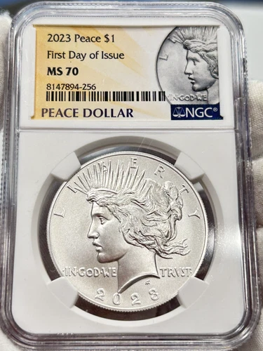 2023 $1 Peace Silver Dollar NGC MS70 First Day of Issue .999 Silver Coin