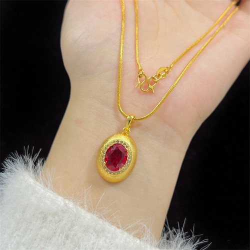 Retro Inlaid Water Droplets 24K Thai Baht Gold Filled Yellow GP Necklace18” - Picture 2 of 5