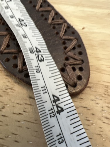 Women’s Brown Leather Belt Big Buckle Thick Woven Western Boho Sz M 44” - Picture 6 of 9