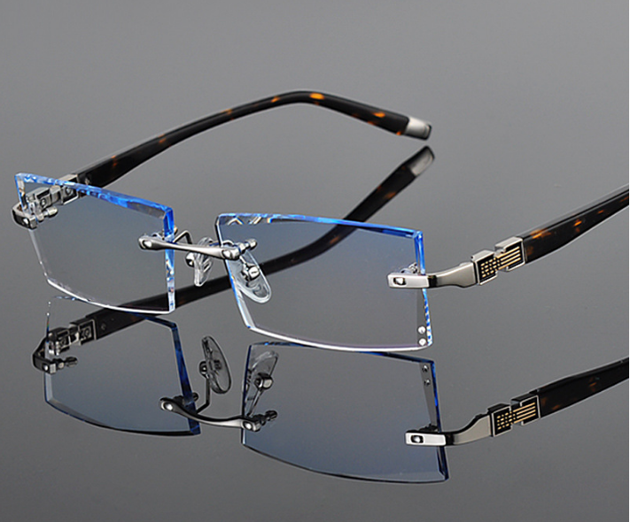 Luxury Eyeglass Frames Rimless Eyewear Trimming Cutting lens Glasses  custom-made