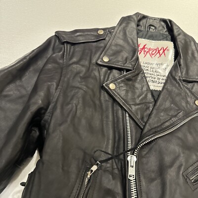 Vintage LA ROXX Leather Biker Jacket Mens Small 80s Motley Crue