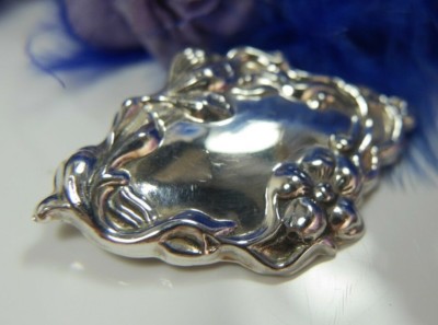 2'' Vintage Forget Me Not 0.925 Sterling Silver engrave-able BROOCH PIN BROACH