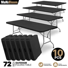 10 Pack[6 Ft FOLDING PLASTIC DINING TABLE]Outdoor Gathering Portable Picnic Desk