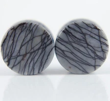Pair of Spider Web Jasper Stone Plugs Organic ear Gauges - 6mm - 25mm -10 sizes