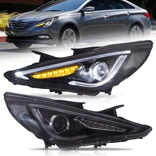 4PCS Headlights + SMOKED Tail Lights For Hyundai Sonata 6th Gen Sedan 2011-2014 - Picture 2 of 17