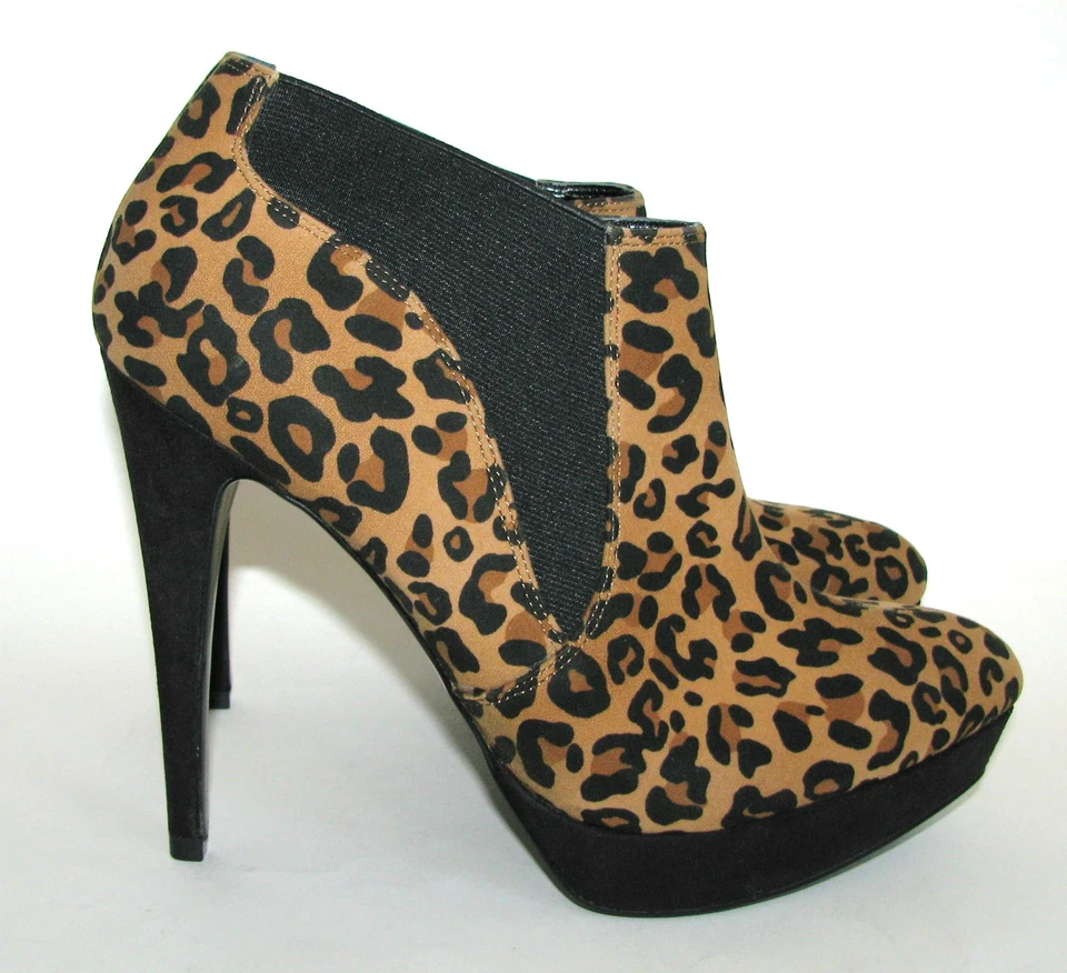 Nuevo GUESS Ona Leopardo Marrón + Estampado Negro Tacón Alto Mujer Botín Zapatos - Imagen 4 de 4