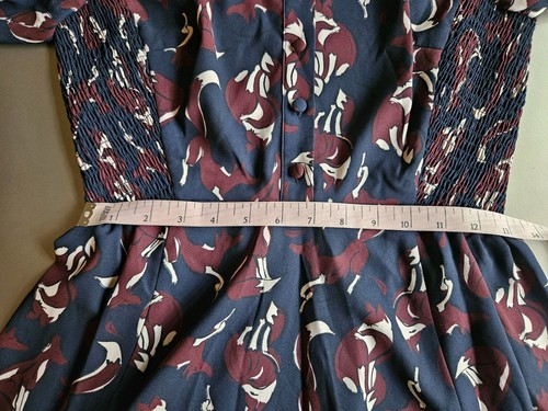 Vestido Kate Spade New York Azul Estampado Zorro Línea A Botón Delantero Talla 2 - Imagen 8 de 13