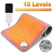 Electric Heating Pad For Back Pain & Cramps Relief 12"x24"10 Level Auto Shut Off