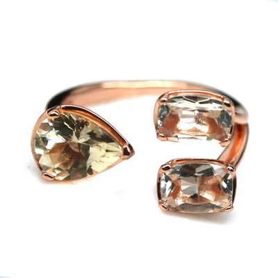 925 Sterlingsilber 10 x 13 Mm. Gelb Beryll Morganit Ringgröße 6.25 - Bild 1 von 4