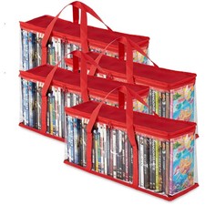Stock Your Home DVD Storage Bags Set of 4 Media Organizer Bag for DVDs, CDs, B