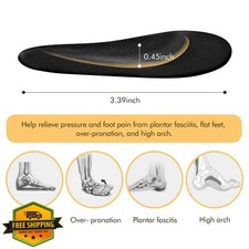 ZUCNANA Arch Support Inserts for Flat Feet, 2 Pairs Black Gel Insoles