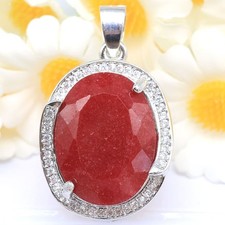Buy 1 Get 1 Free 7.4g Gorgeous Real Red Rubies CZ Women Silver plater Pendant