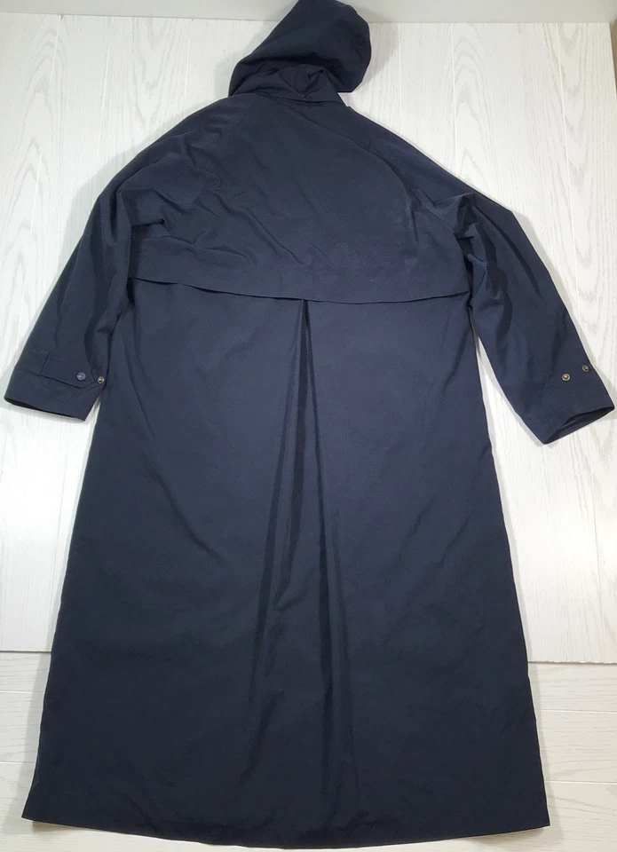 Impermeable LL Bean Trench Vintage Mujer L Azul Extraíble Capucha Forrado Exterior Años 90 Foto 2 de 4