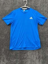 Adidas Aeroready Performance T Shirt Mens Small Blue Mesh Logo Athletic Workout
