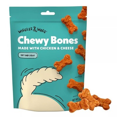 Wiggles Wags Chicken Cheese Chewy Bones Dog Treats 20 Pack 0.3 Ounce