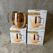4 - VTG  Copper Moscow Mule Cocktail Beer Mugs 16 oz  Brass Handle Cup