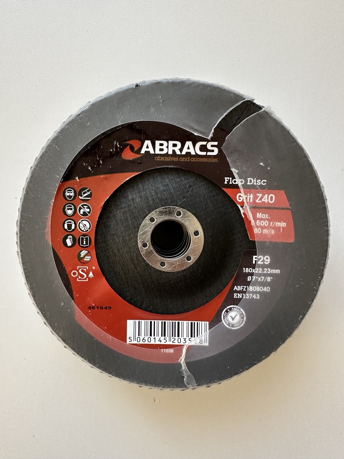 5 x Abracs ABFZ180B040 Flap Discs 180 x 22m x 40g Zirconium
